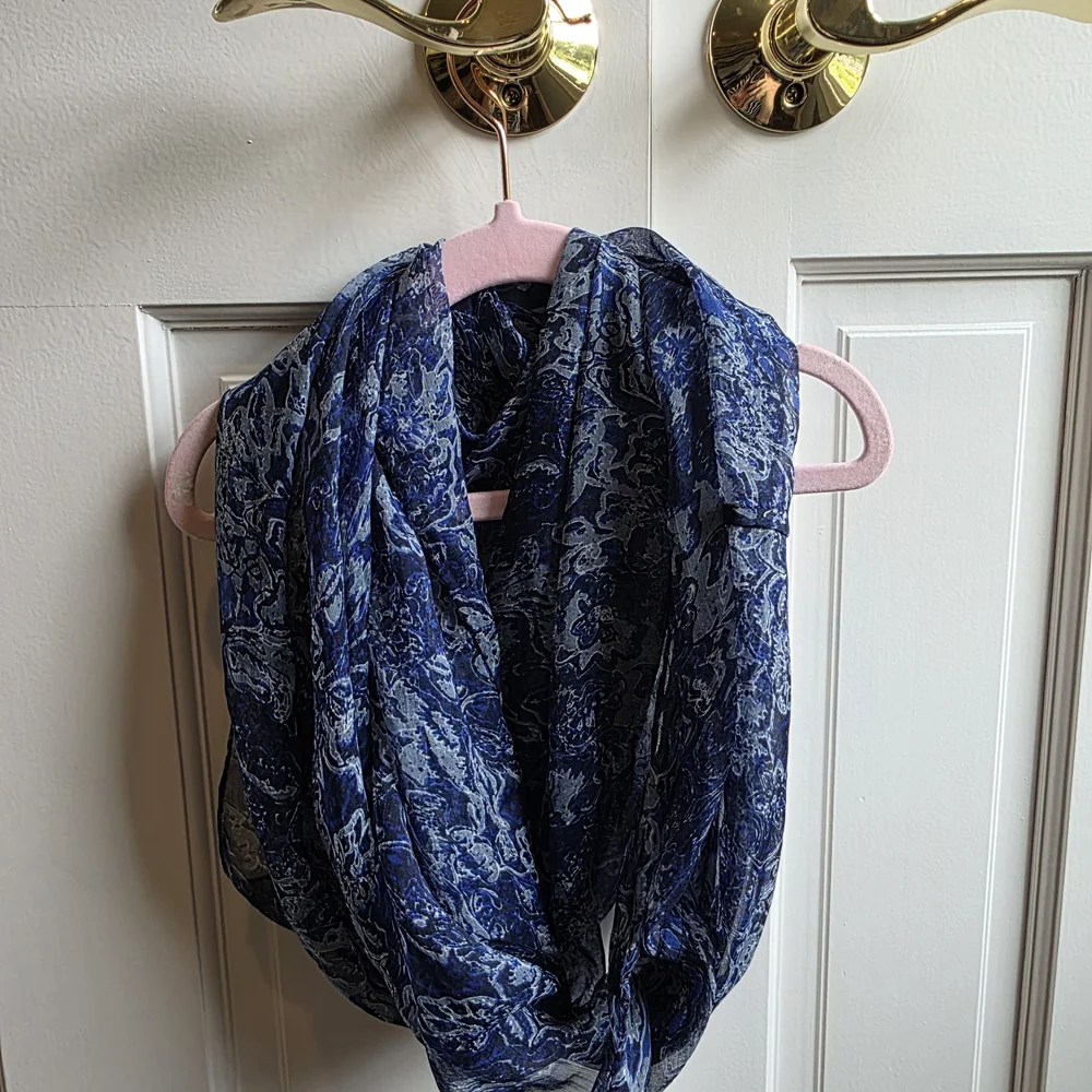 Charming Charlie Blue Floral Infinity Scarf